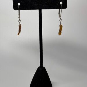 Elegant Brown Sea Glass Dangle Earrings